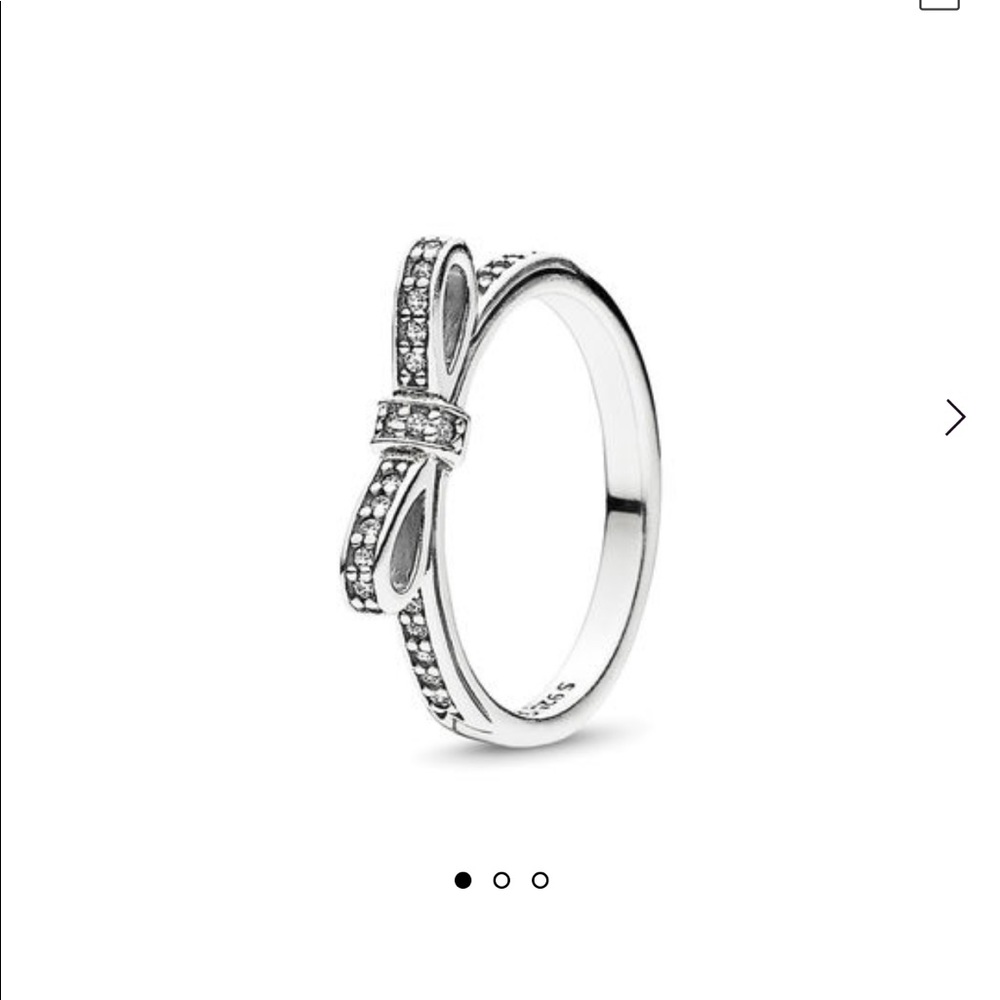 Pandora Sparkling Bow Ring size 7 Sterling Silver